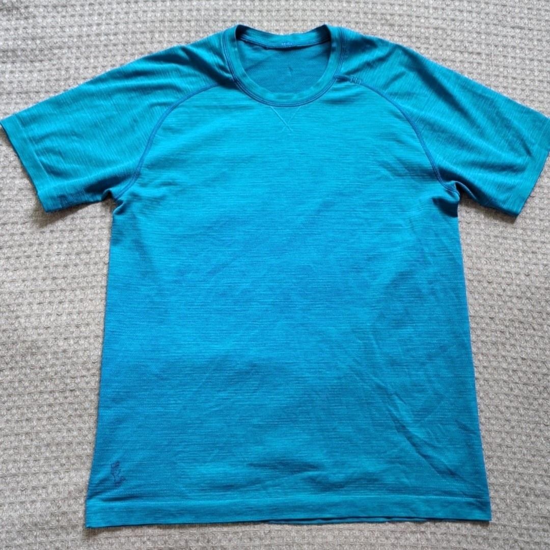 Lululemon Shirt Mens Medium Blue Short Sleeve Performance Athletic Raglan Tee