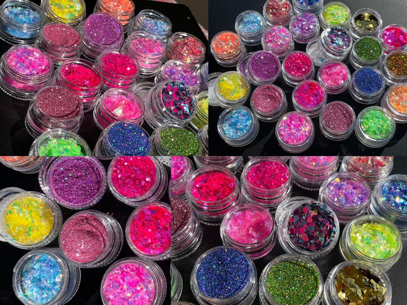 Glitter Bundle Fine Glitter Iridescent Nail Flakes 6pcs Stacks Nail Craft MUA