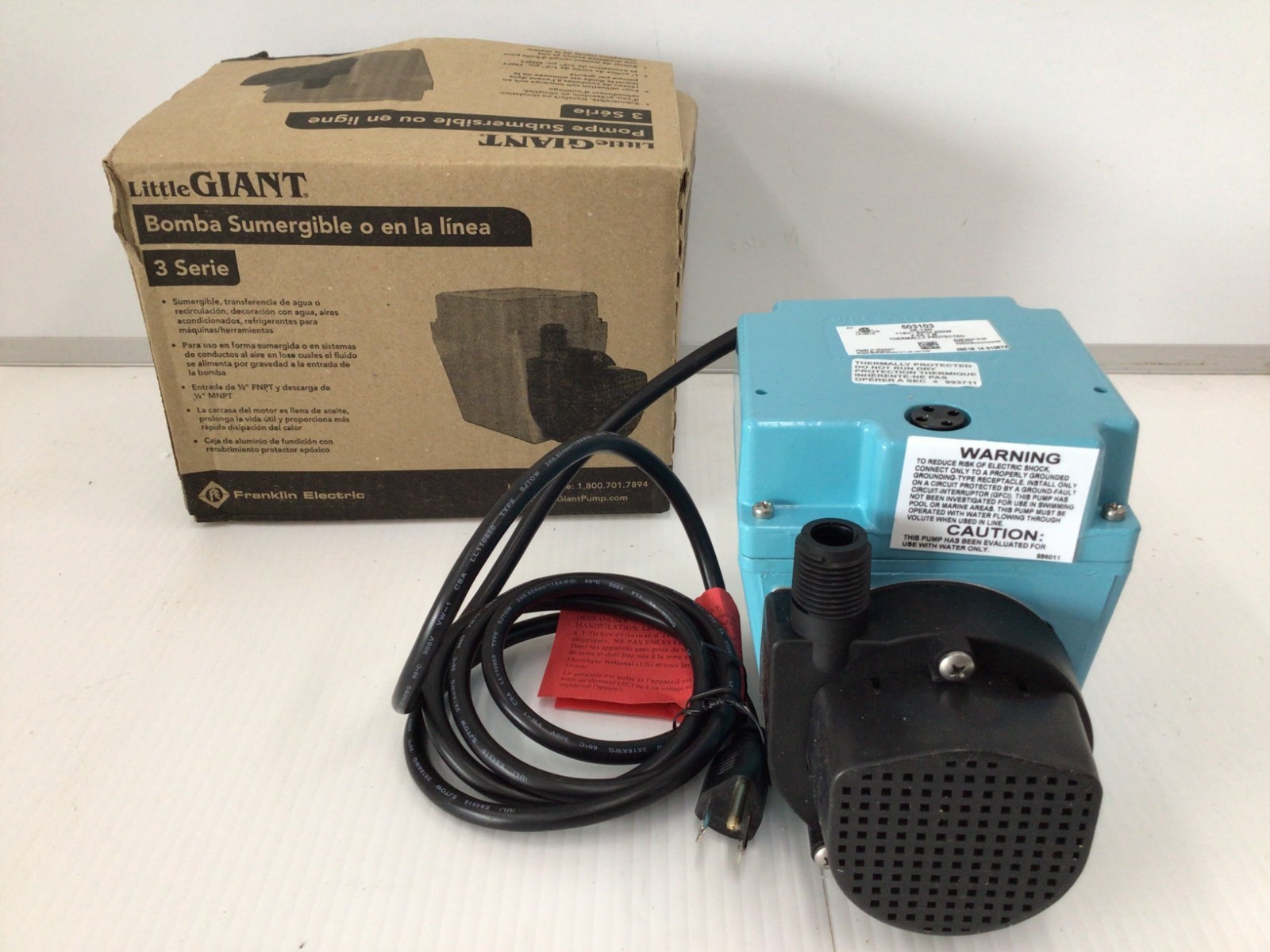LITTLE GIANT 503103 Pump,7 In. L,4-1/2 In. W,5-1/2 In. H 1P323
