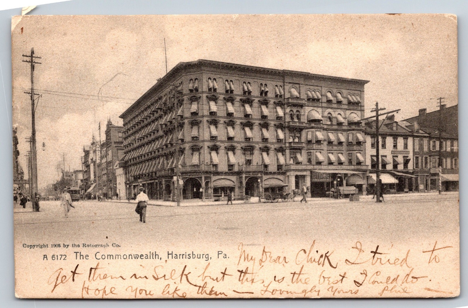 c1908 The Commonwealth Hotel Harrisburg Pennsylvania Postcard