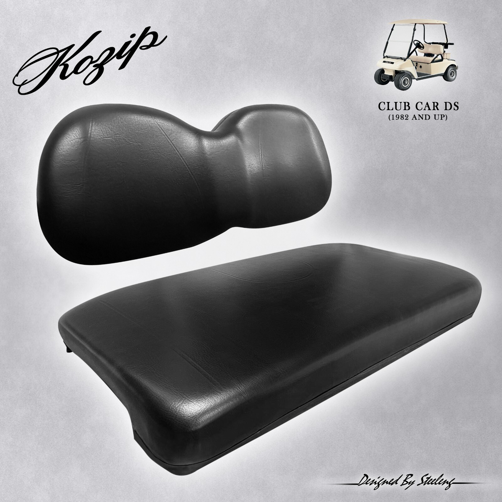'KOZIP' OEM CLUB CAR DS 2000.5+ GOLF CART FRONT CUSHION SET  (BLACK)