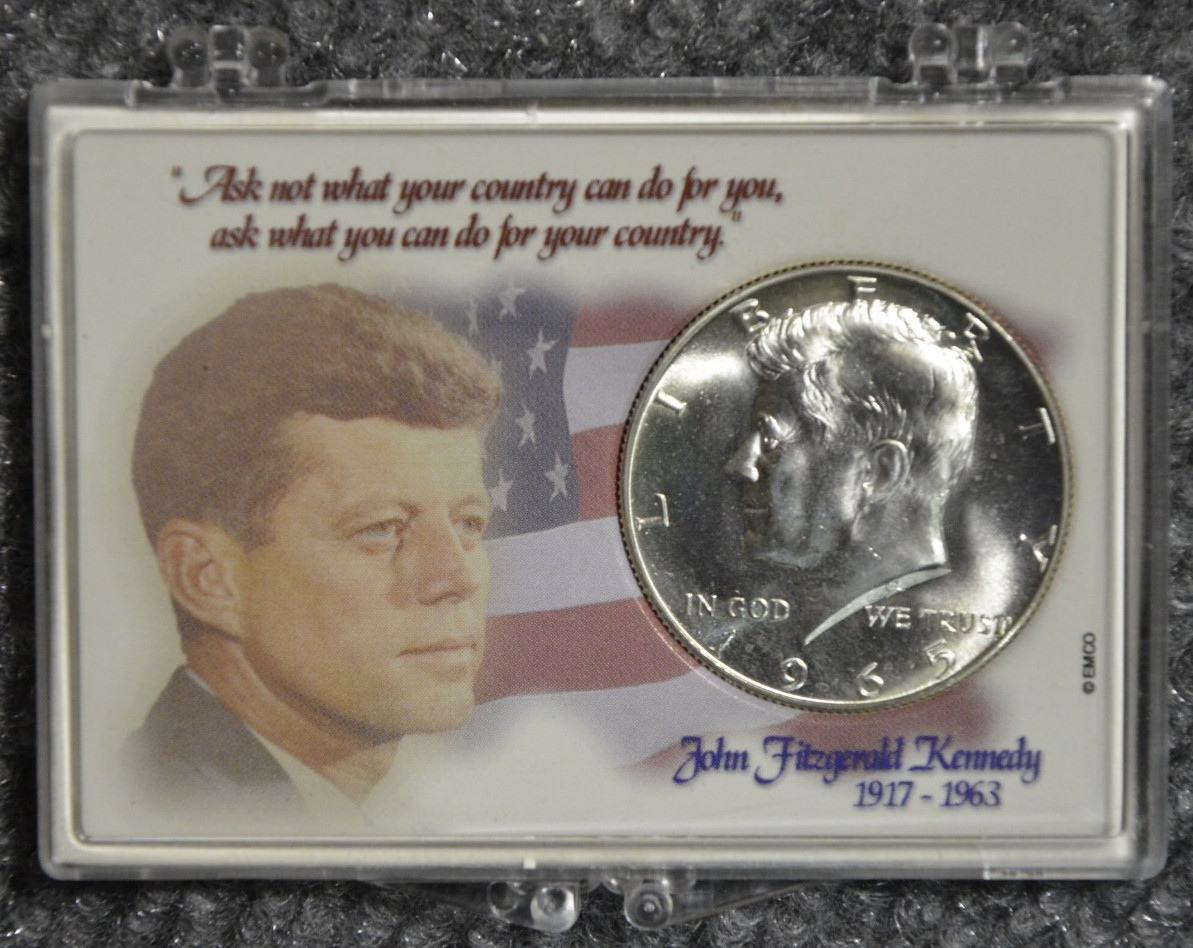 1965 S Special Mint Set Finish Kennedy Half Dollar 50C w/ 2x3 Snaplock Case