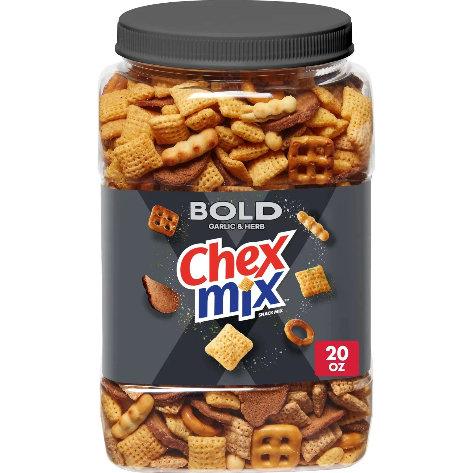 Chex Mix Bold Garlic and Herb Snack Mix, Snack Tub, 20 oz Chex Mix Bold Garlic and Herb Snack Mix, Snack Tub, 20 oz