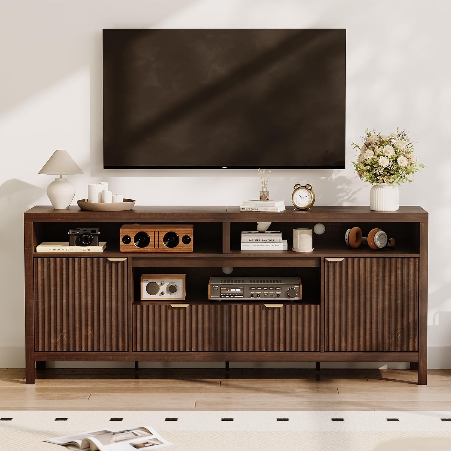 TV Stand for Up To 75\'\' TV Entertainment Center Shelf Drawer Storage Cabinet