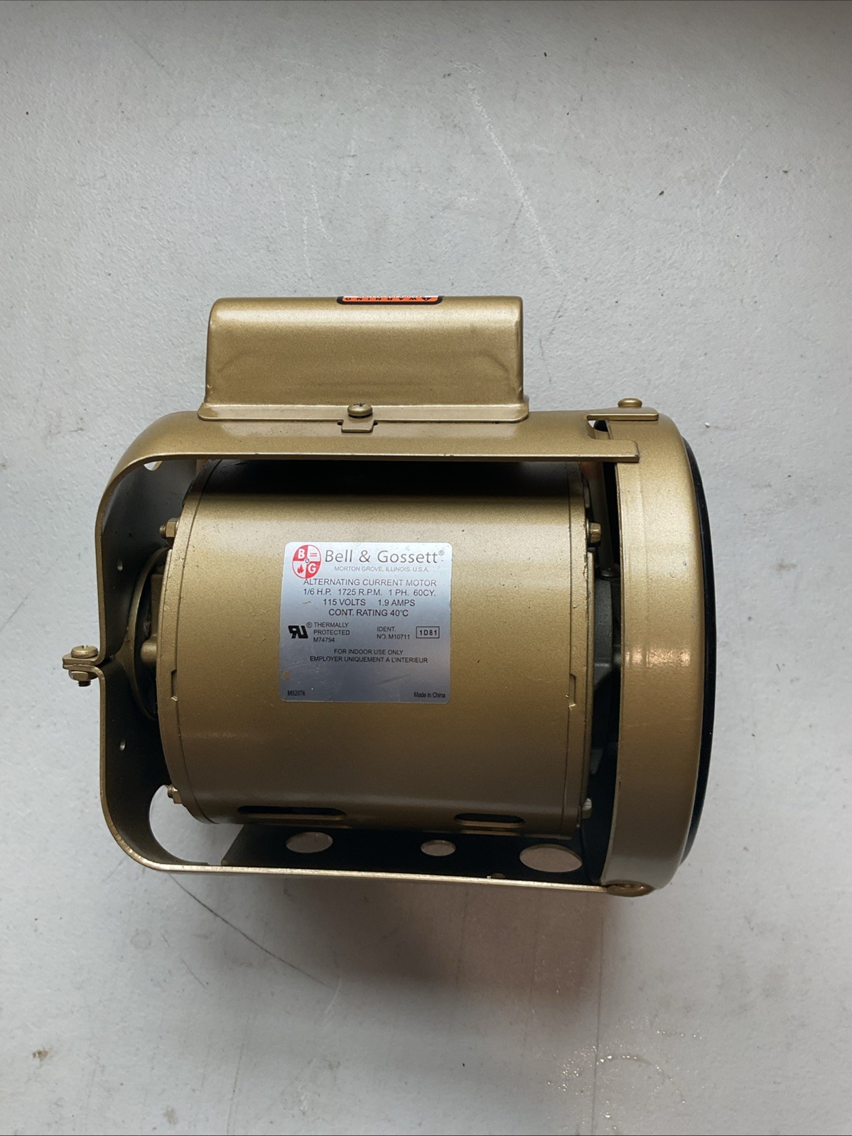 Bell & Gossett Motor Alternating Current 115 Volt 1725 R.P.M. 111031
