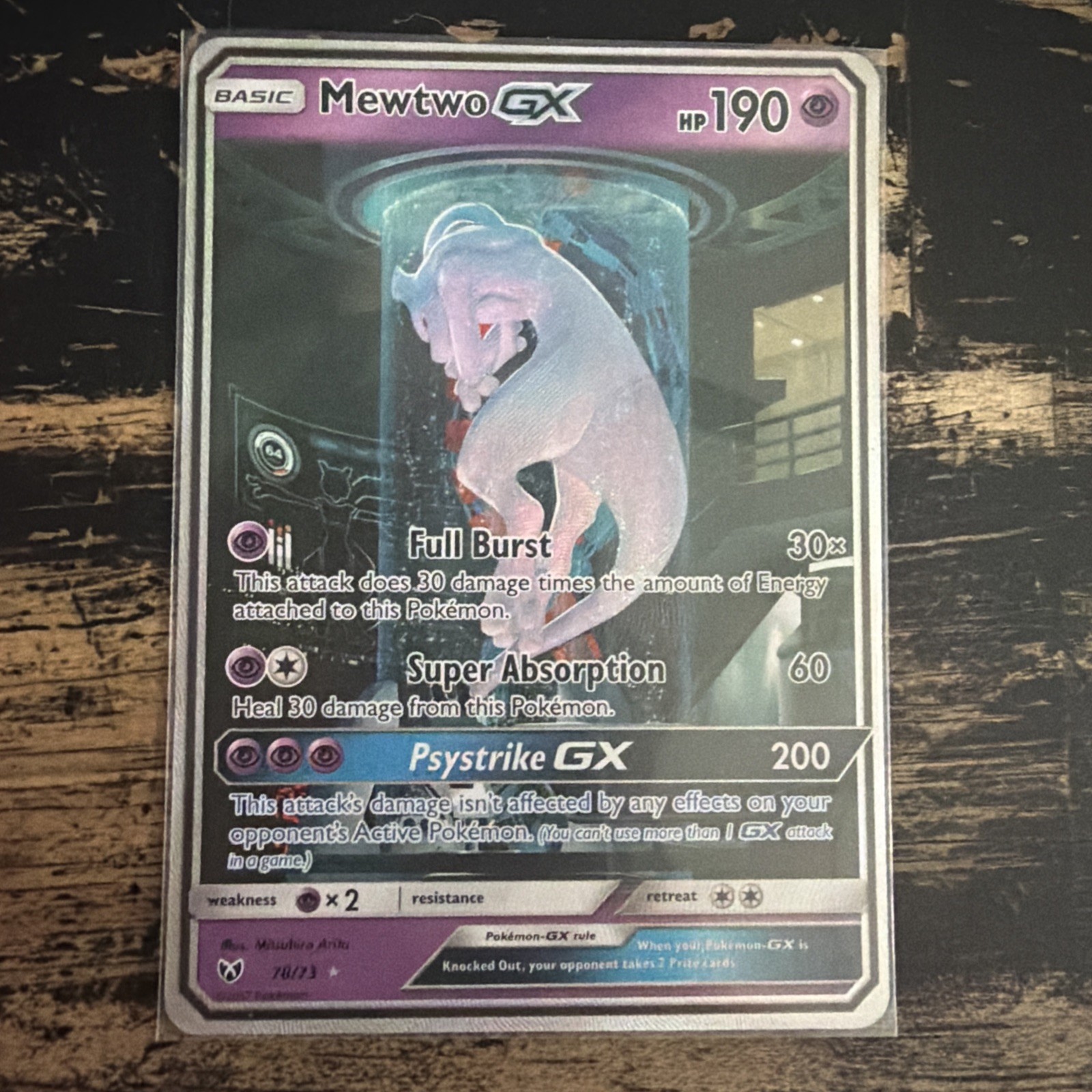 Mewtwo GX Mewtube 78/73 Pokemon Card Shining Legends Sun & Moon Secret Rare 