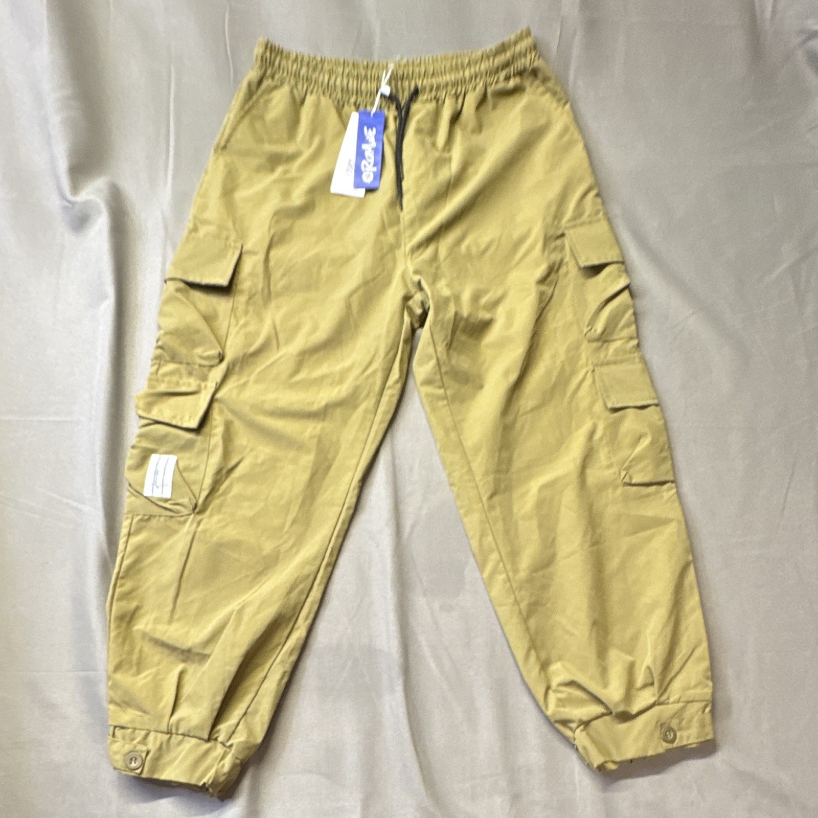 Romwe Men\'s Medium Cargo Jogger Pants Elastic Waist Drawstring Green Polyester Romwe Men\'s Medium Cargo Jogger Pants Elastic Waist Drawstring Green Polyester