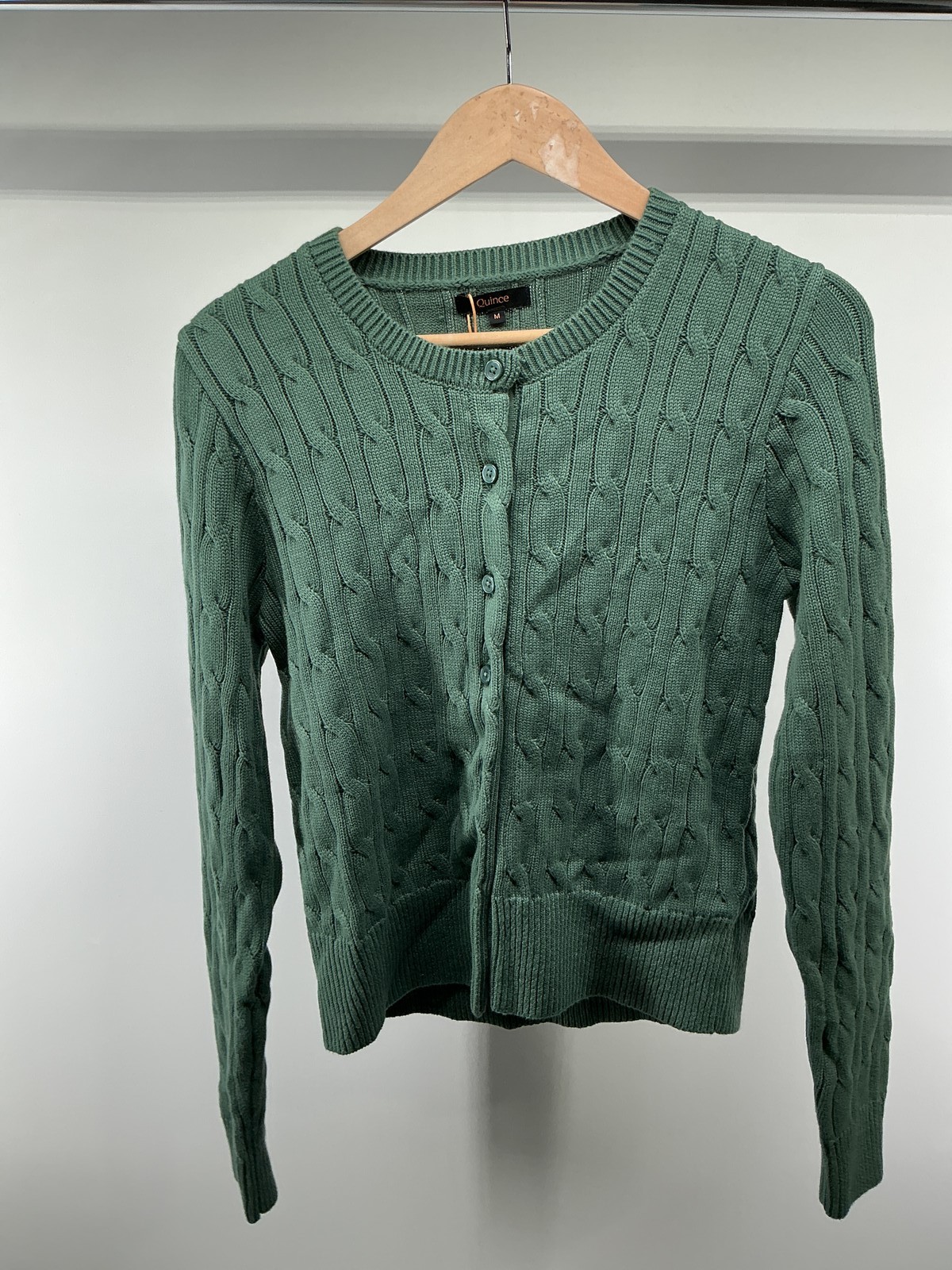 Quince Womens 100% Organic Cotton Cable Crew Cardigan