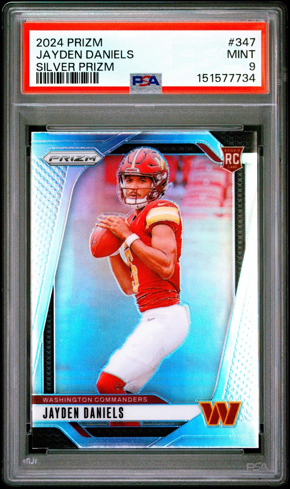 2024 Panini Prizm Jayden Daniels Silver Prizm Rookie #347 PSA 9 Commanders