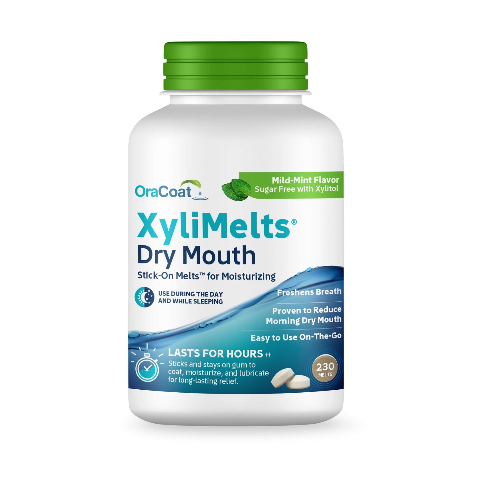 230 Count Oracoat XyliMelts for Dry Mouth Night Time or Day - Mild- Mint Flavor.