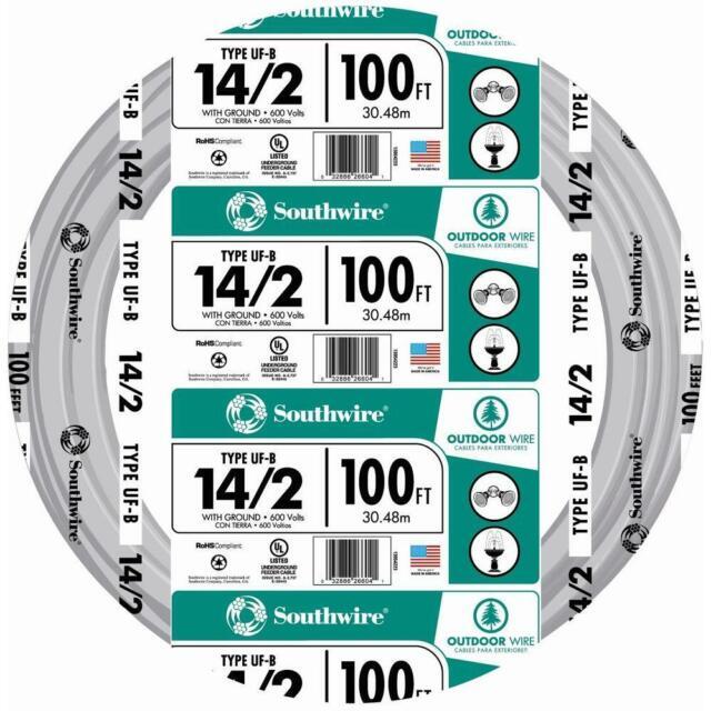 Southwire 13054226 100 Ft. 14/2WG UF-B Wire - Gray Southwire 13054226 100 Ft. 14/2WG UF-B Wire - Gray