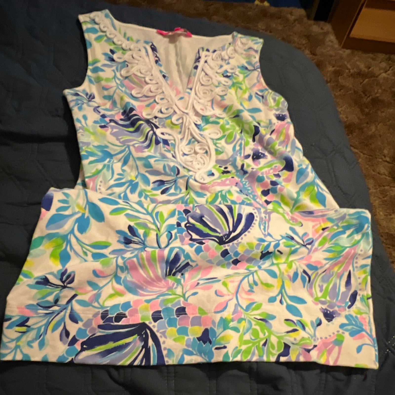 Lilly Pulitzer Women’s Floral Shift Dress V-Neck Sleeveless Zip Short XS
