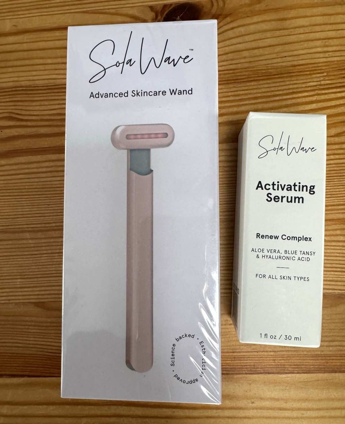SolaWave Advanced Skincare Wand Red Light Microcurrent Pink + Serum 1 fl oz
