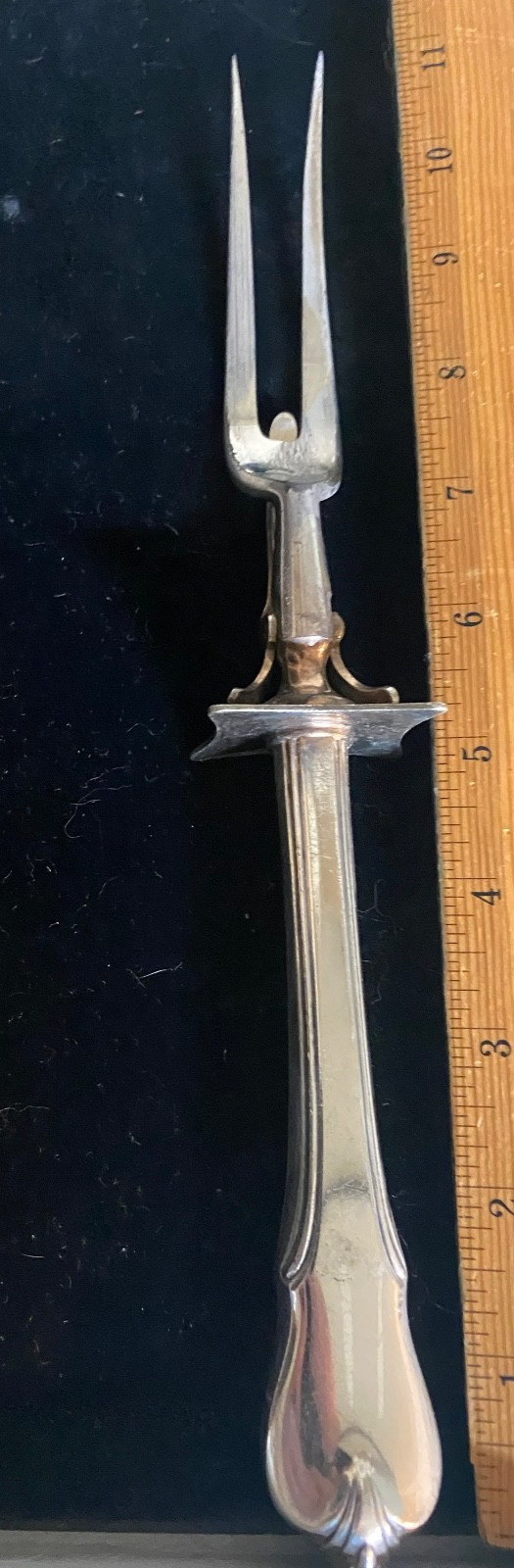WALLACE GRAND COLONIAL STERLING SILVER ROAST CARVING FORK 12\ WALLACE GRAND COLONIAL STERLING SILVER ROAST CARVING FORK 12\