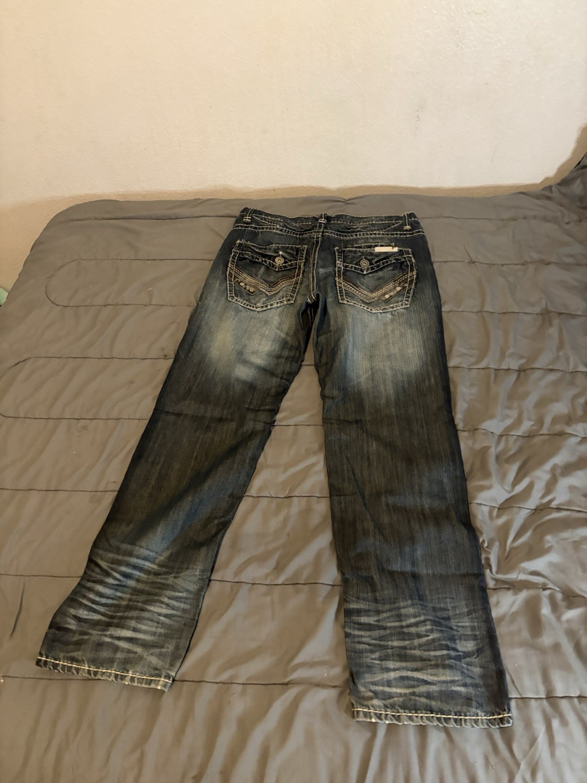 Vintage Hama Denim Co Mens 36x34 Y2K Baggy Hip Hop Streetwear Embroidered Jeans