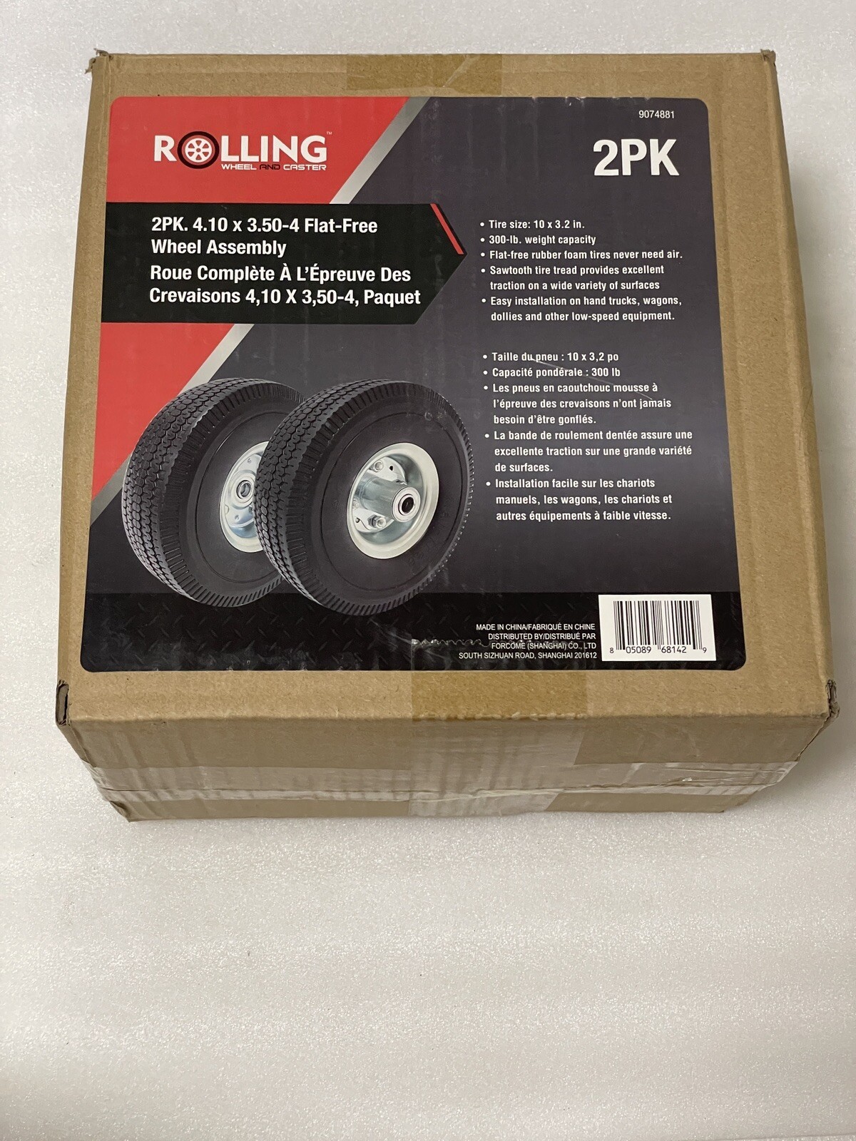 4.10 x 3.50-4 Flat-Free Wheel Assemblies 9074881 2 Pack 300lbs Capacity