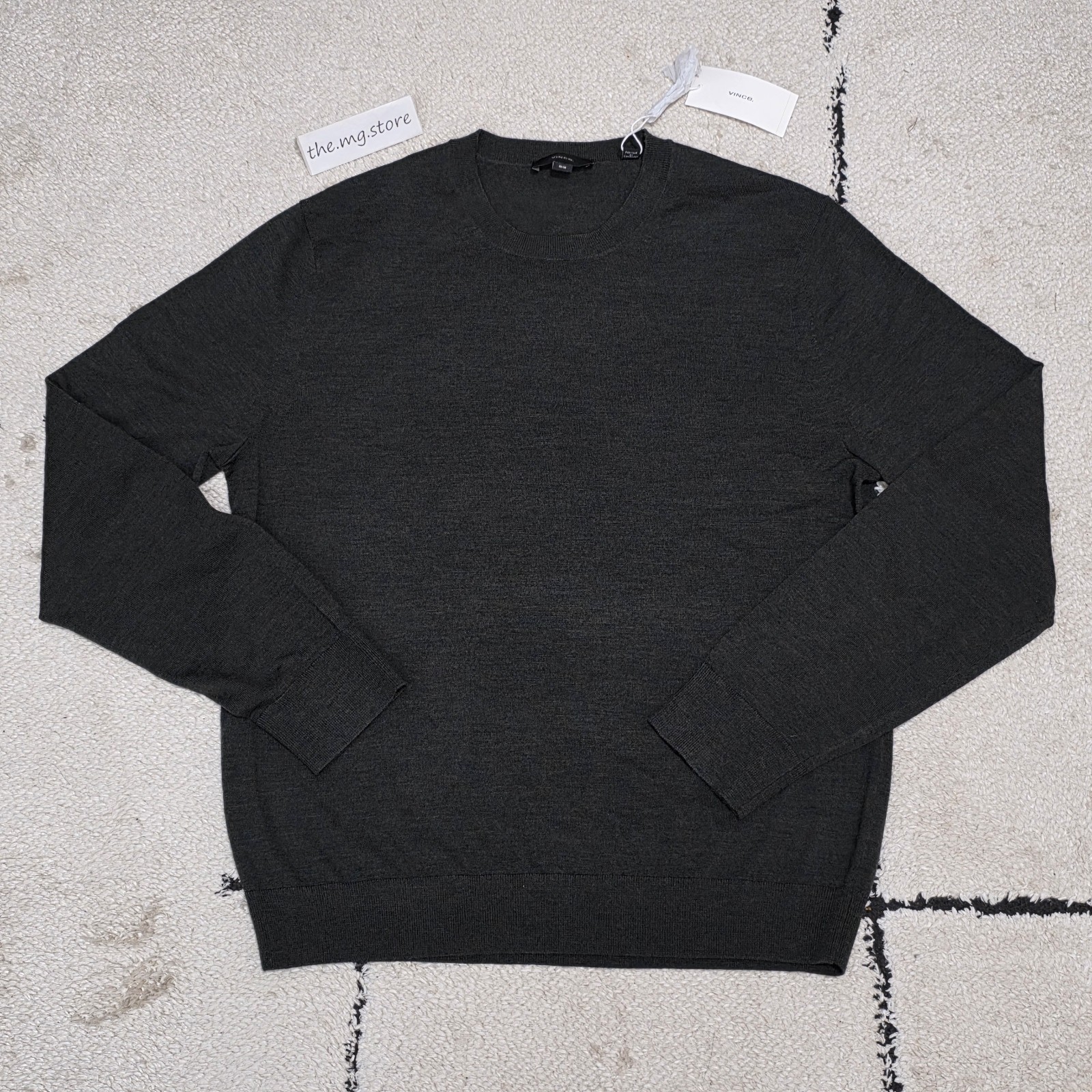 Vince Extra Fine Merino Wool Heather Nuance Moss / Green Crewneck Sweater Sz M