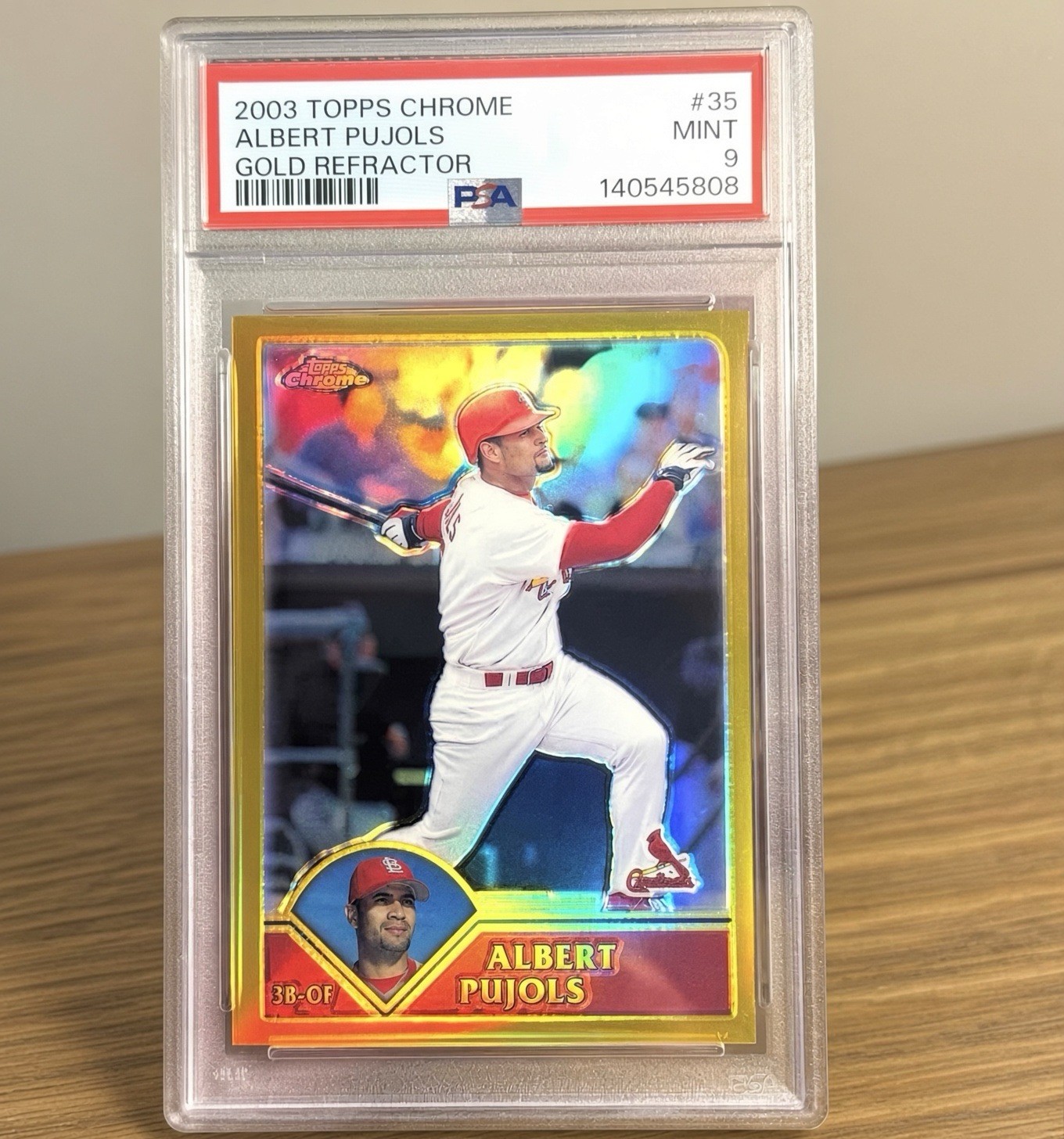 2003 Topps Chrome Albert Pujols Gold Refractor #35 SP /449 PSA 9 2003 Topps Chrome Albert Pujols Gold Refractor #35 SP /449 PSA 9