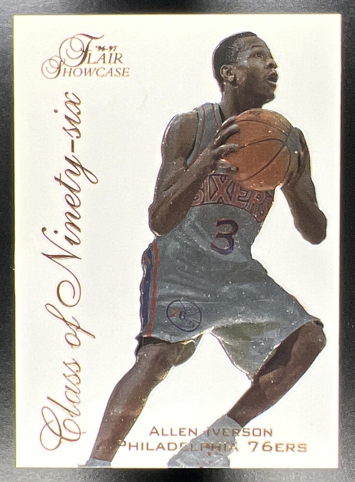 1996-97 Fleer Flair Showcase Allen Iverson #10 Class of \'96 RC 76ers AI Insert 1996-97 Fleer Flair Showcase Allen Iverson #10 Class of \'96 RC 76ers AI Insert