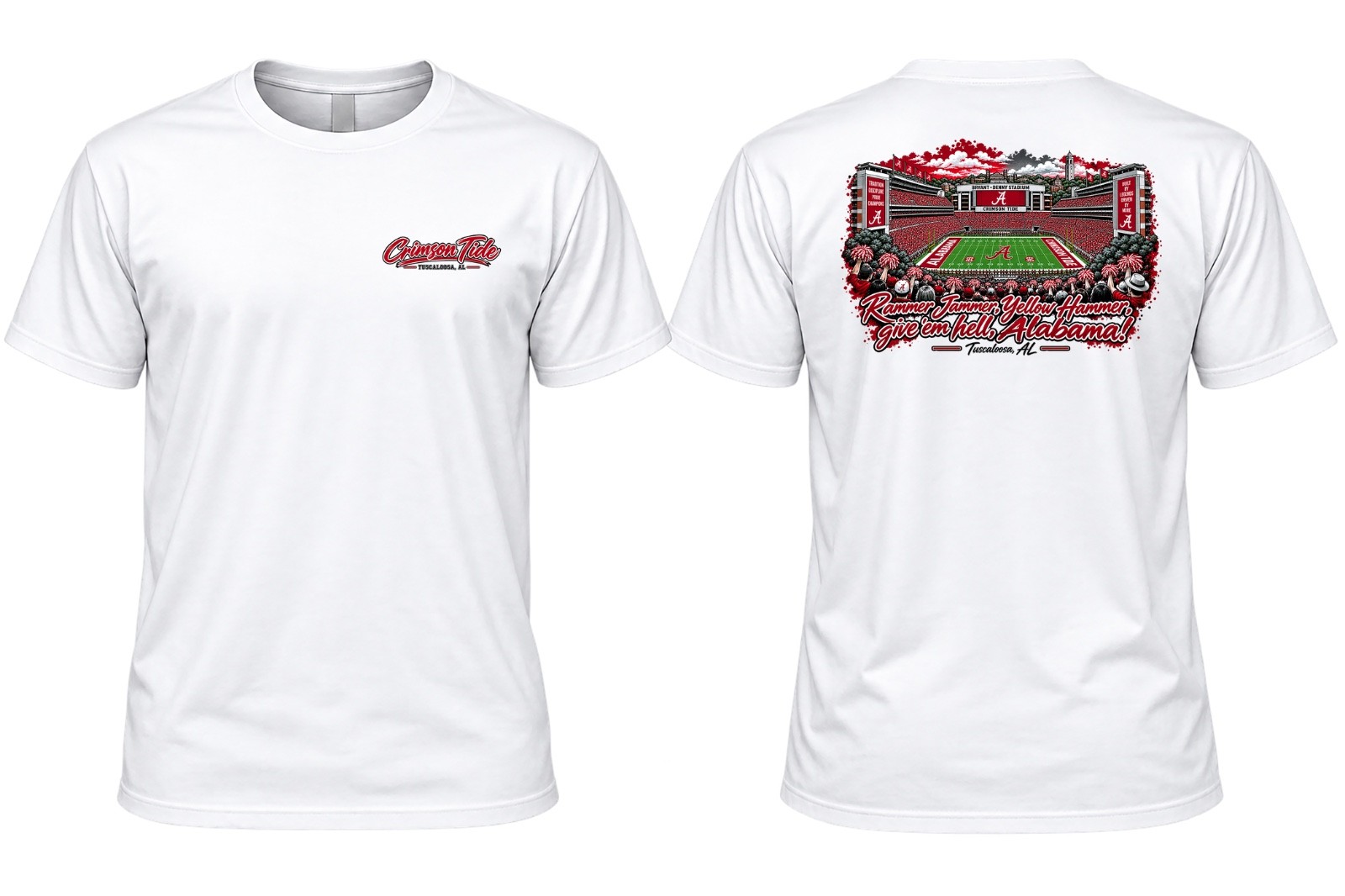 Custom Alabama Crimson Tide  Stadium Premium Quality Tee\'s
