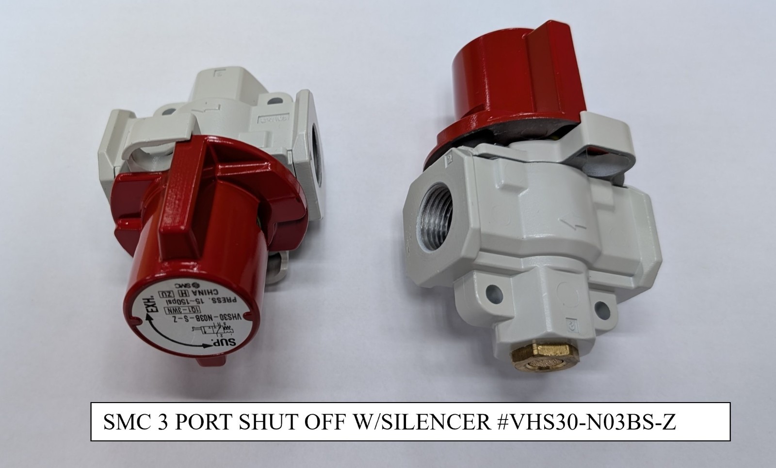 Lot of QTY 7 SMC VHS30-N03BS-Z 3 Port Shutoff Valves with Silencers Lot of QTY 7 SMC VHS30-N03BS-Z 3 Port Shutoff Valves with Silencers