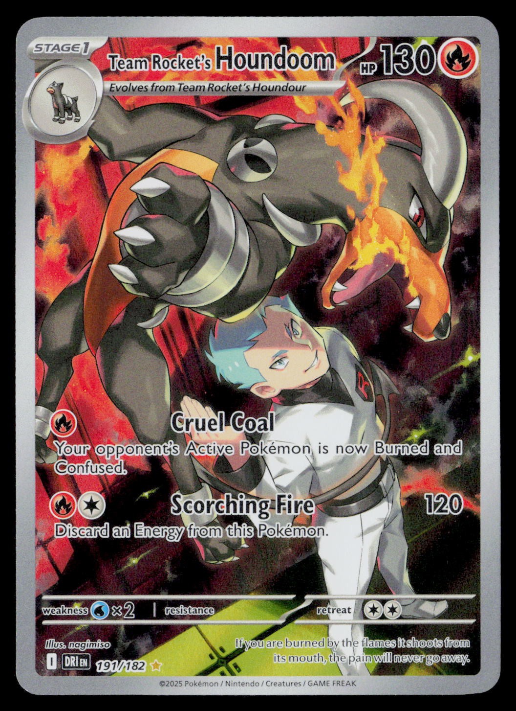 Team Rocket's Houndoom 191/182 Destined Rivals Illustration Rare Near Mint