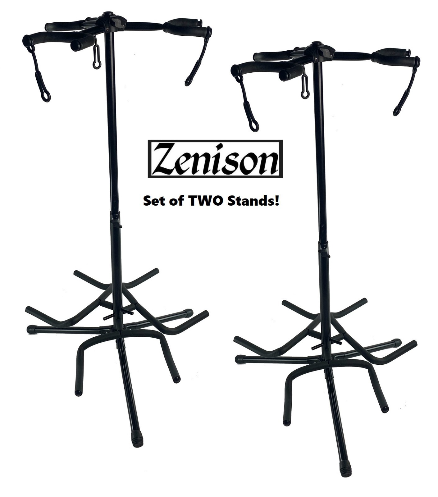 Set of 2 - Zenison Triple Guitar Stand Upright Storage 3 Instruments All Guitars