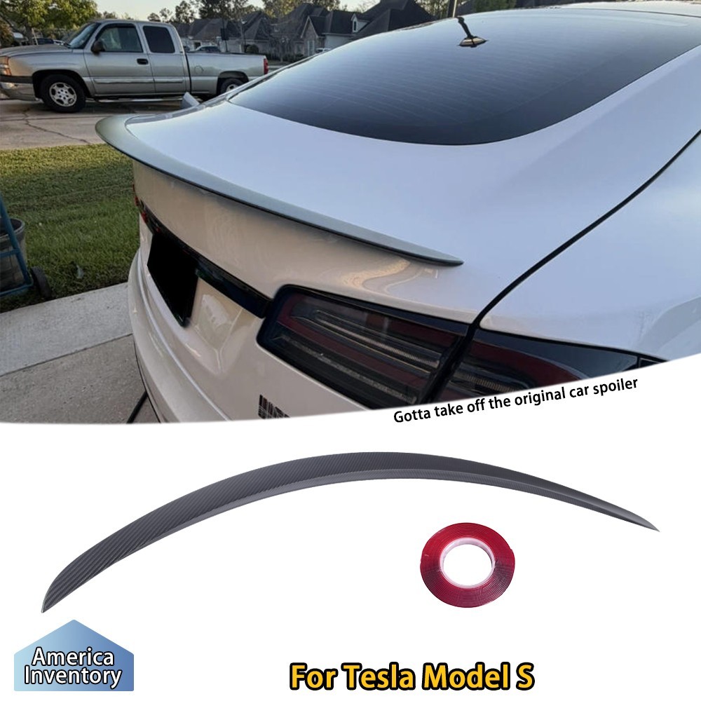 For Tesla Model S Matte Dry Carbon Fiber Trunk Wing Spoiler For Tesla Model S Matte Dry Carbon Fiber Trunk Wing Spoiler