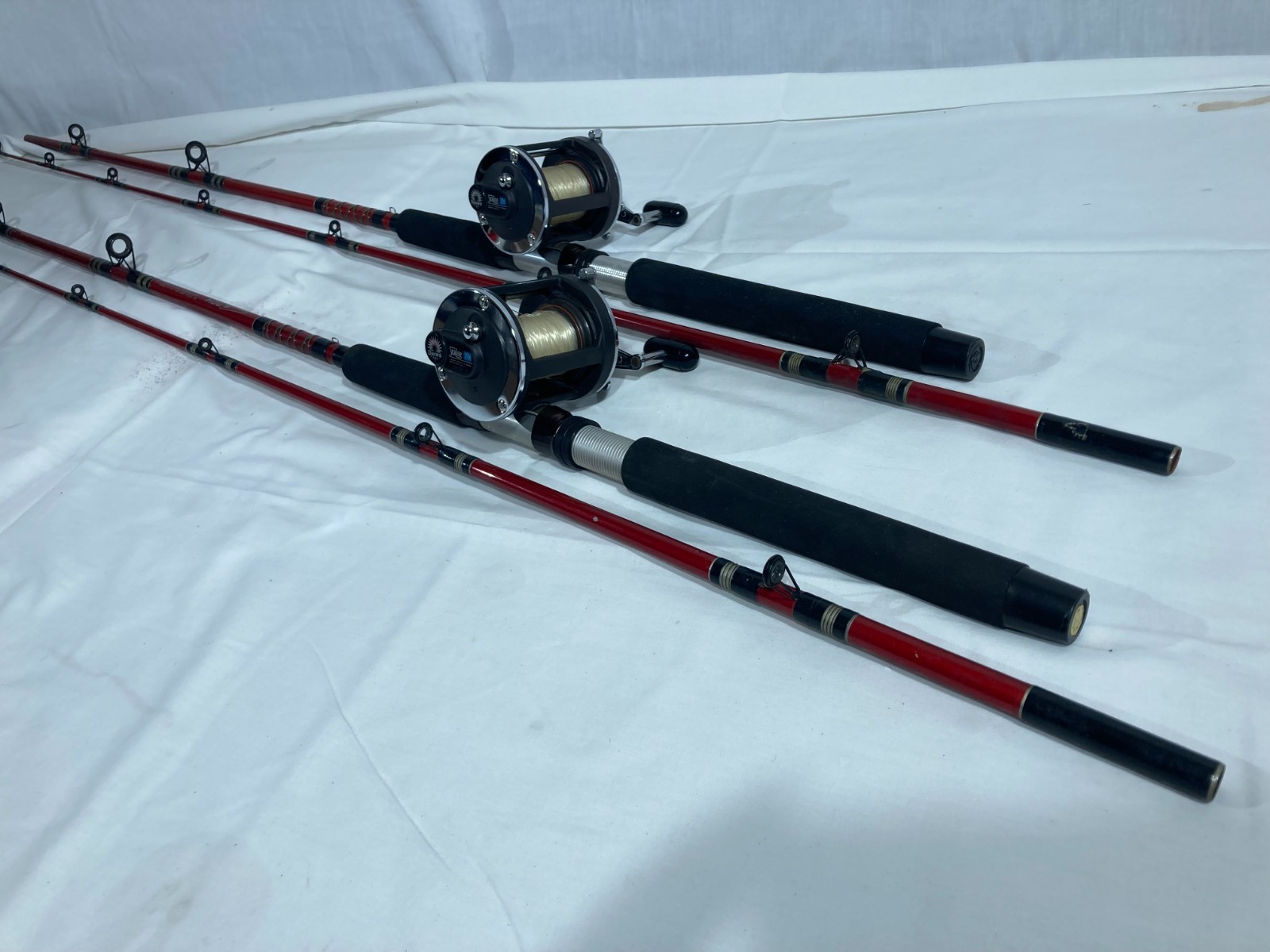 Pair Vintage 1980s Daiwa Sealine 27H Reels + Abu Garcia Four-Star FSD 8600 Rods