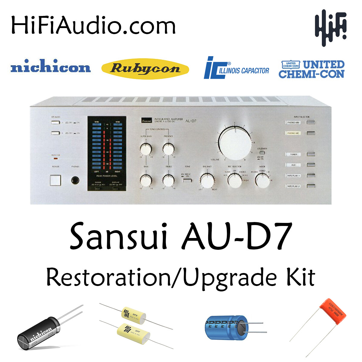 Sansui AU-D7 rebuild restoration recap upgrade kit repair filter capacitor