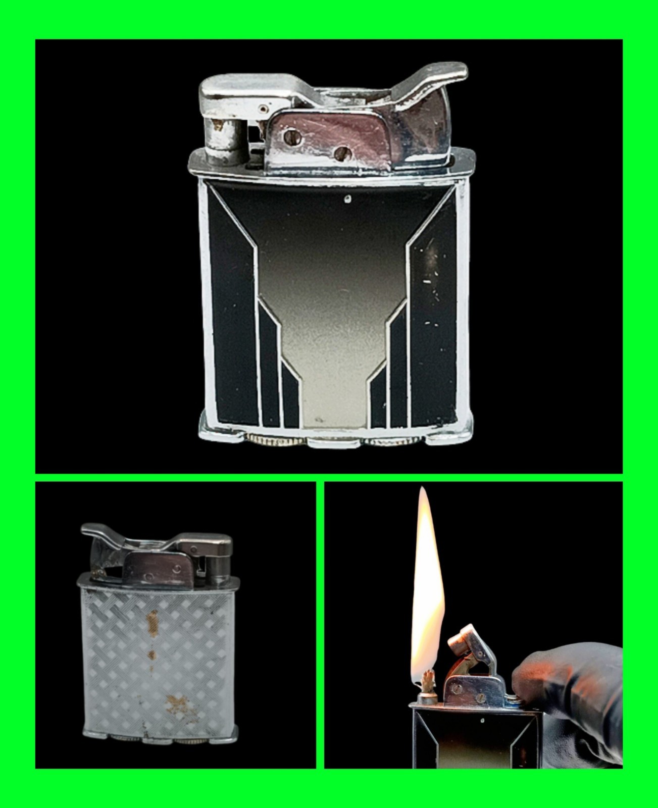 Stunning Vintage 1930\'s Art Deco Enamel Evans Lighter In Working Condition RARE 