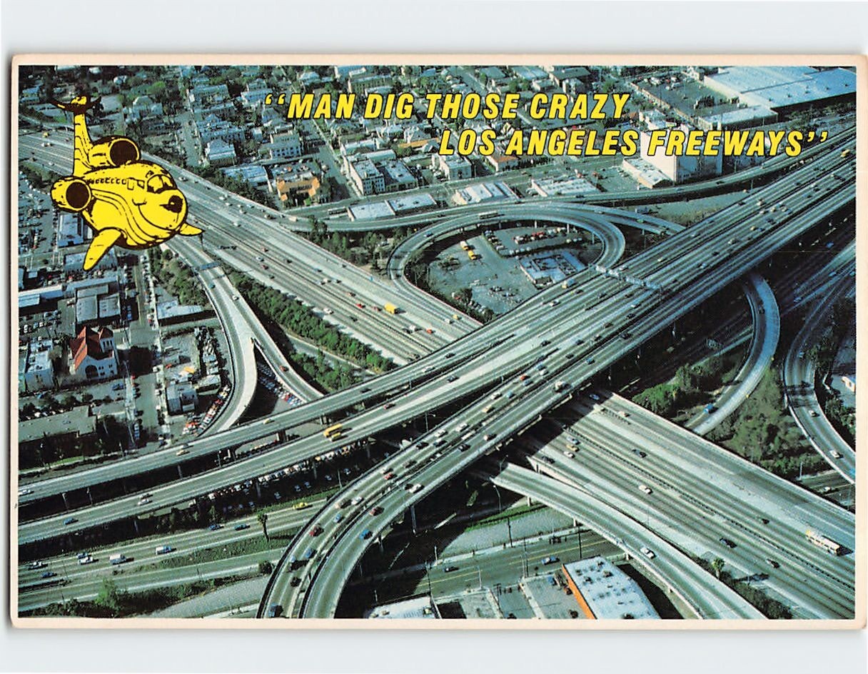 Postcard Spectacular Aerial View of the Freeway in Los Angeles California USA