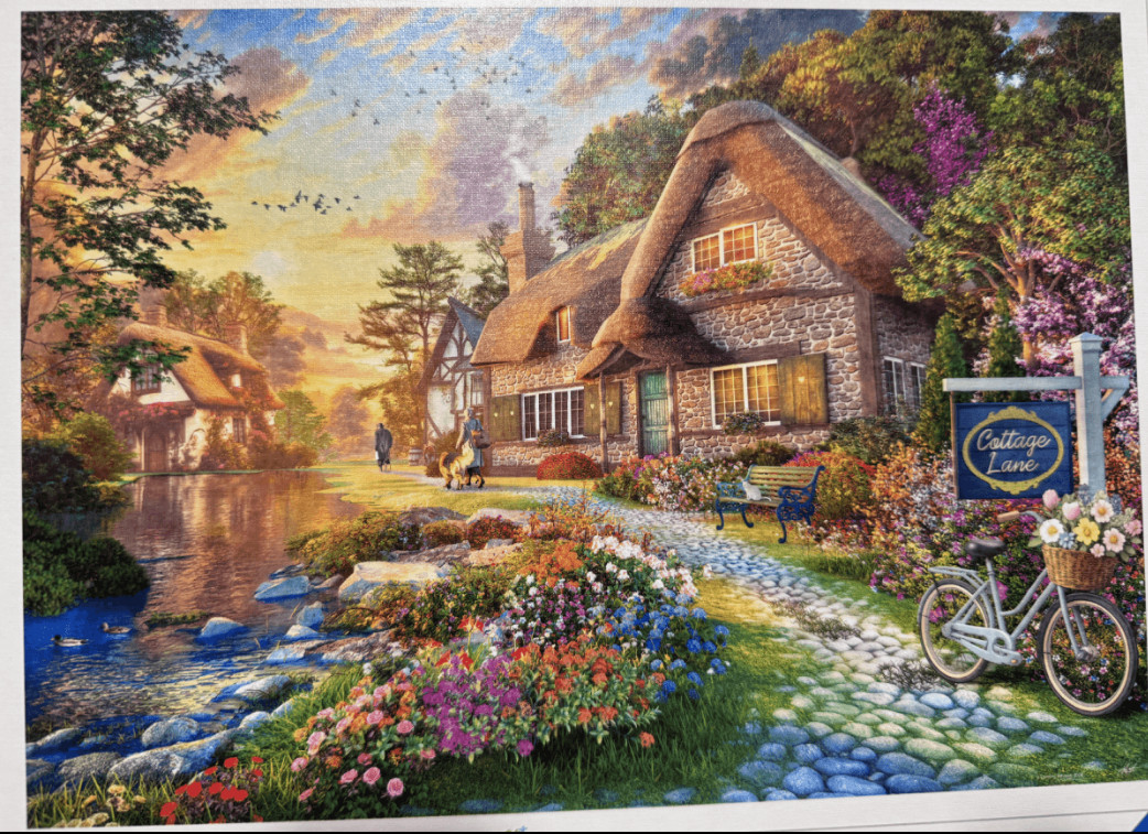 RAVENSBURGER 1000 PIECE PUZZLE STROLL DOWN COTTAGE LANE 2026 W.J.P.C. *PRE* ✅OUT