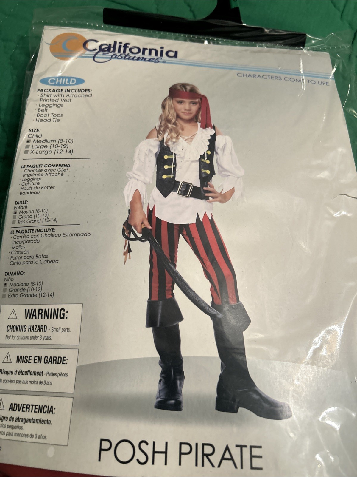 NWT Posh Pirate Buccaneer Girls Child Costume Size M 8/10 NWT Posh Pirate Buccaneer Girls Child Costume Size M 8/10