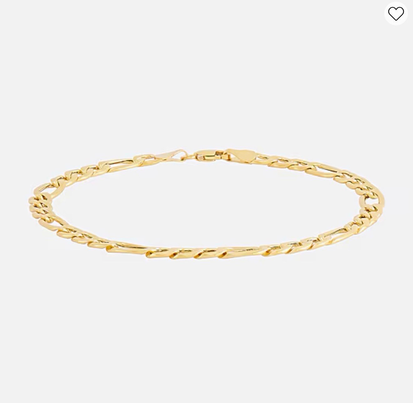 J.C. Penney Co. 10K Yellow Gold Figaro Chain Bracelet 8.5in Hollow Lobster Italy