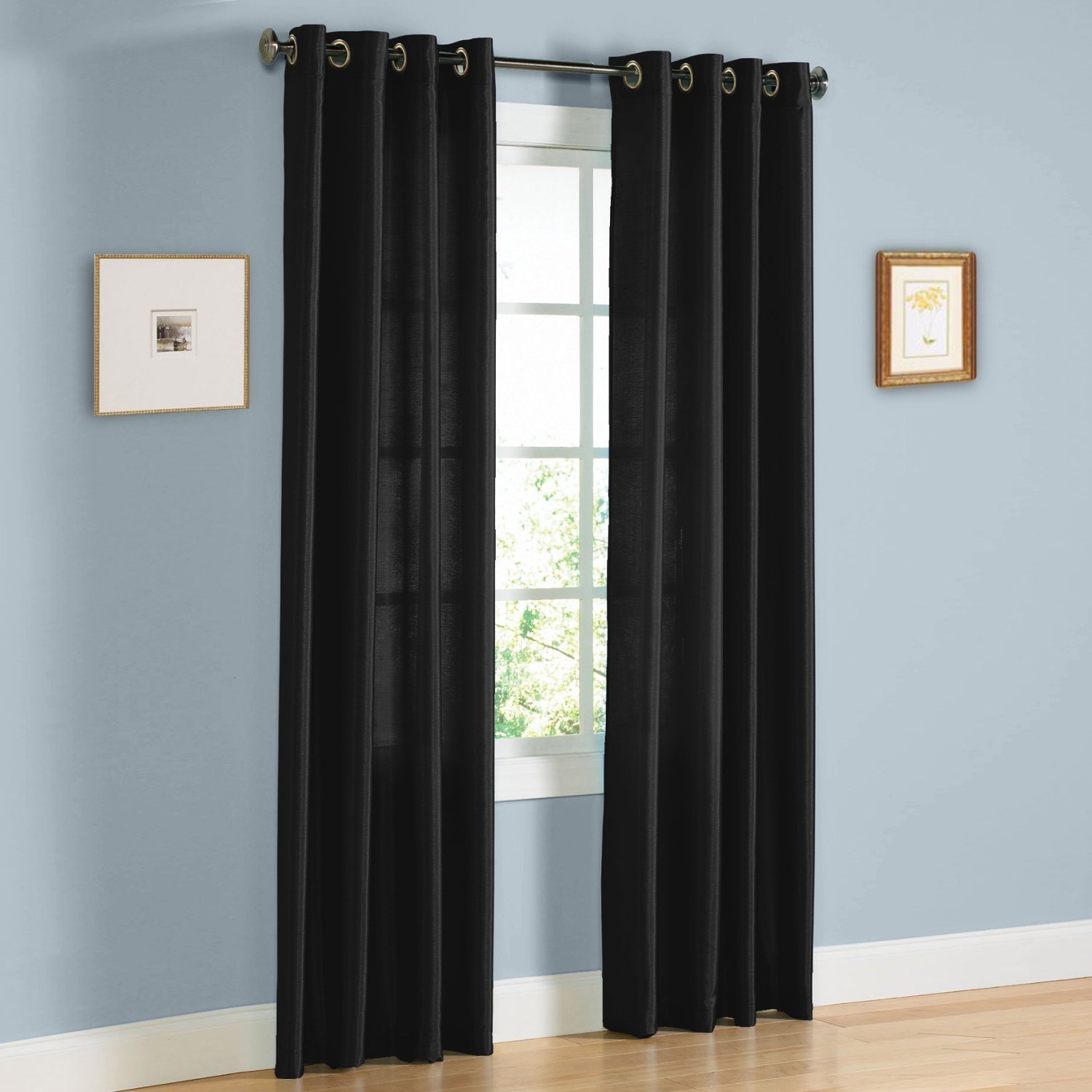 2 Panel Semi Sheer Curtains Grommet Faux Silk 55x63 55x84 55x95 55x108 NEW Mira