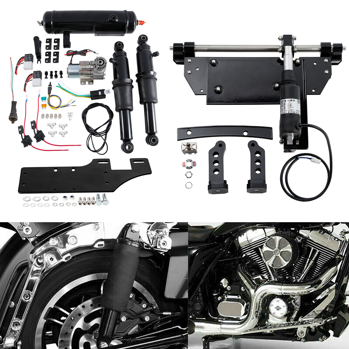 Center Stand & Air Ride Suspension & Air Tank Fit For Harley Touring 2009-2016
