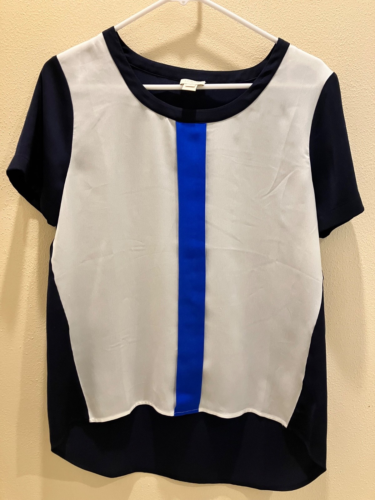 J Crew Blouse Womens Colorblock Panel Blouse Office Preppy Minimal Workwear Top