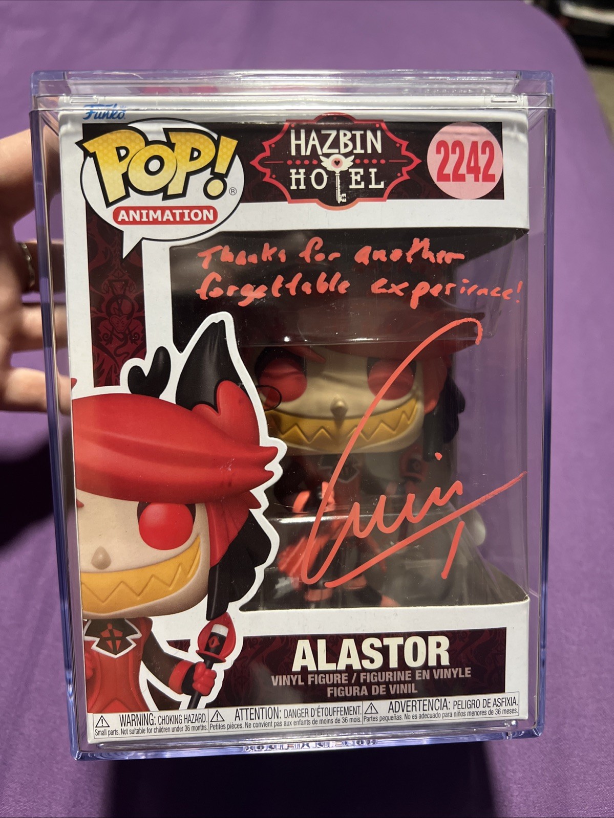 Funko Pop Vinyl: Hazbin Hotel - Alastor #2242 Autographed & Quote By Amir Talai Funko Pop Vinyl: Hazbin Hotel - Alastor #2242 Autographed & Quote By Amir Talai