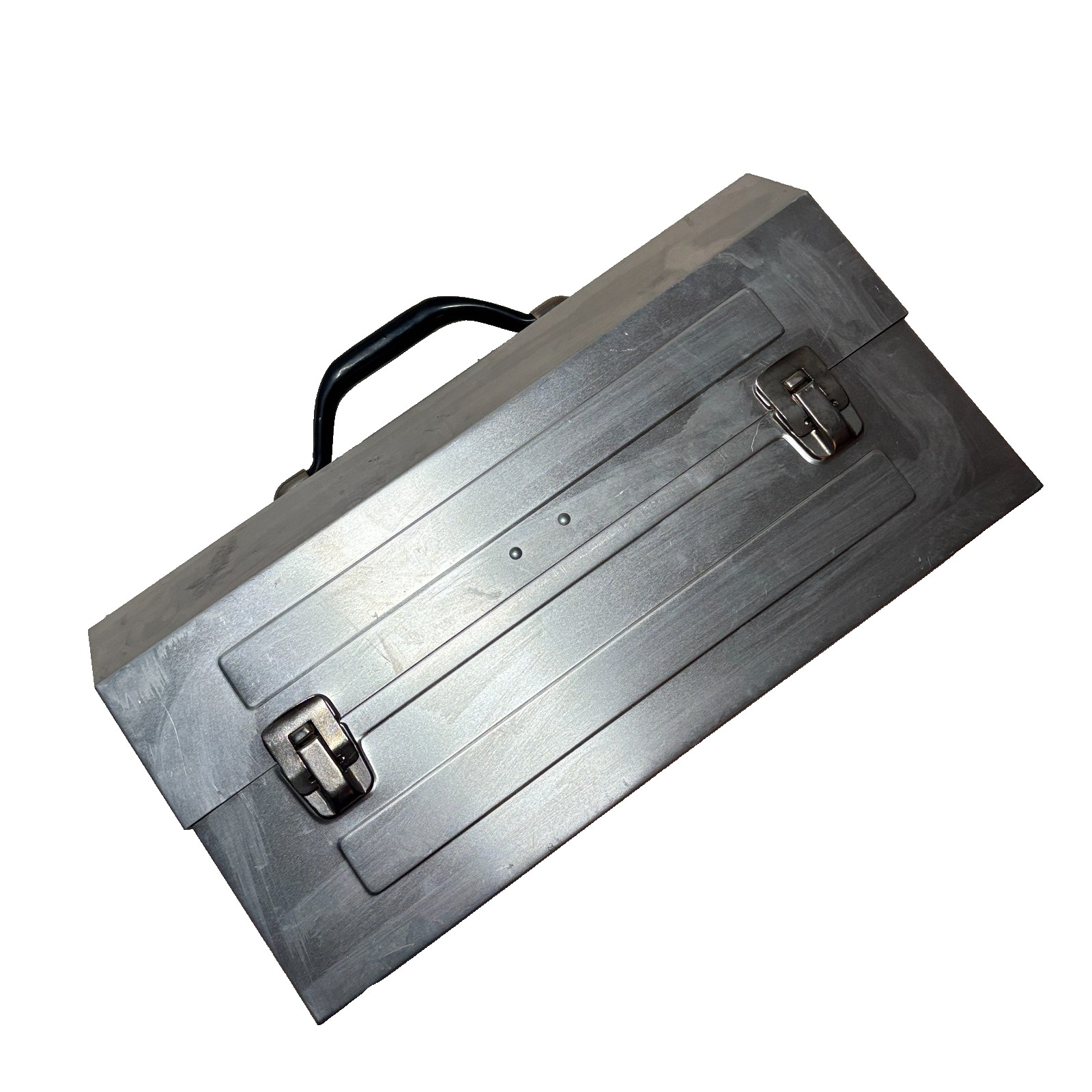 L May Mfg Canada VTG Aluminum Miners Lunchbox Solid Metal Portable Utility