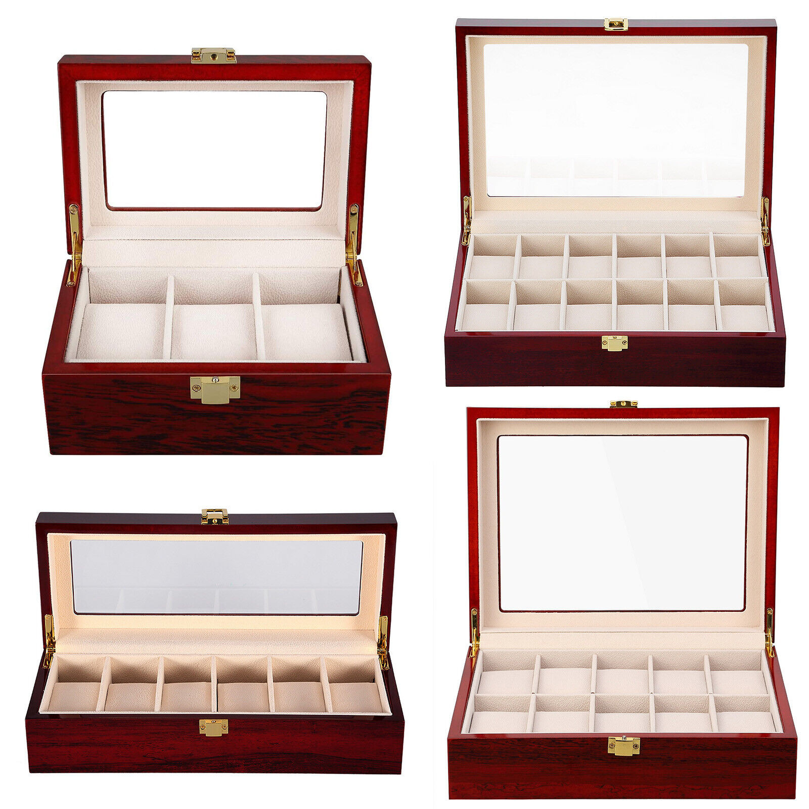 3/6/10/12/24Slots Watch Box Watch Case Organizer Watch Jewelry Display Case Gift