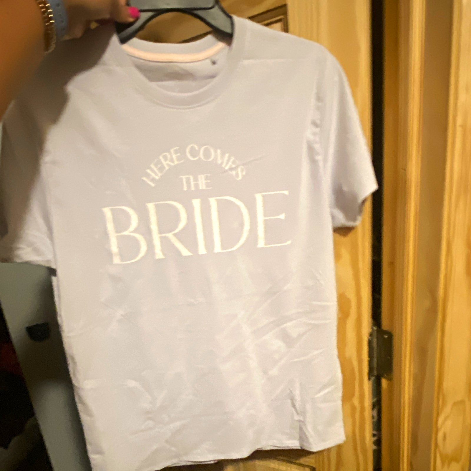 NEW Miss to Mrs Here Comes the Bride Graphic T-Shirt White Cotton Crew Neck M