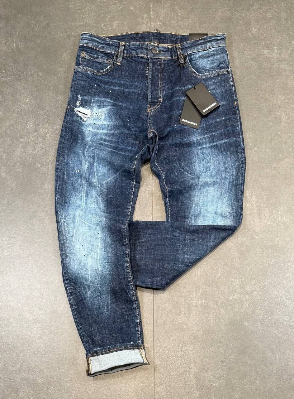Dsquared2 Cool Guy Slim Fit Men\'s Stretchy Washed Ripped Blue Jeans Dsquared2 Cool Guy Slim Fit Men\'s Stretchy Washed Ripped Blue Jeans