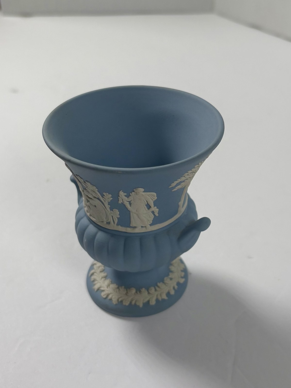 Vintage Wedgwood Blue Jasperware Mini Campana Urn Vase England 3.5\
