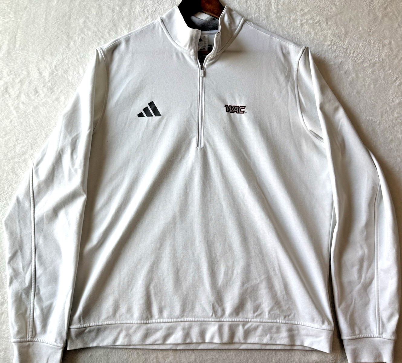 Adidas 1/4 zip mens WAC Conference Player issued Pullover Large White JM5199