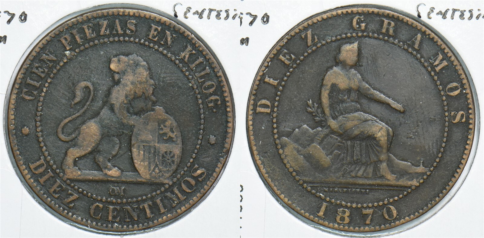 Spain 1870 10 Centimos 241069 combine shipping