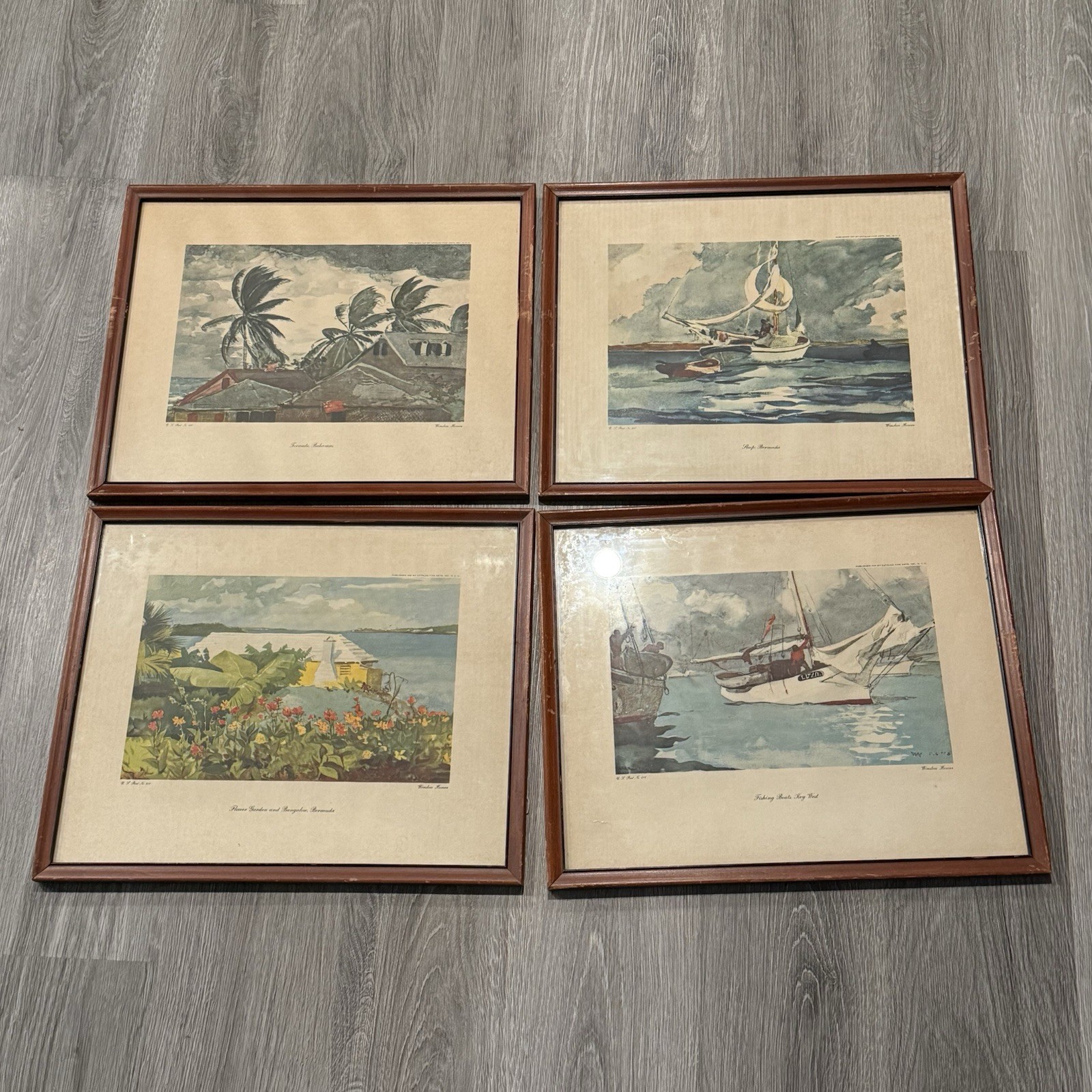 Vtg Winslow Homer Reproduction Custom Frame Prints Set Of 4 Tropical Coastal Art