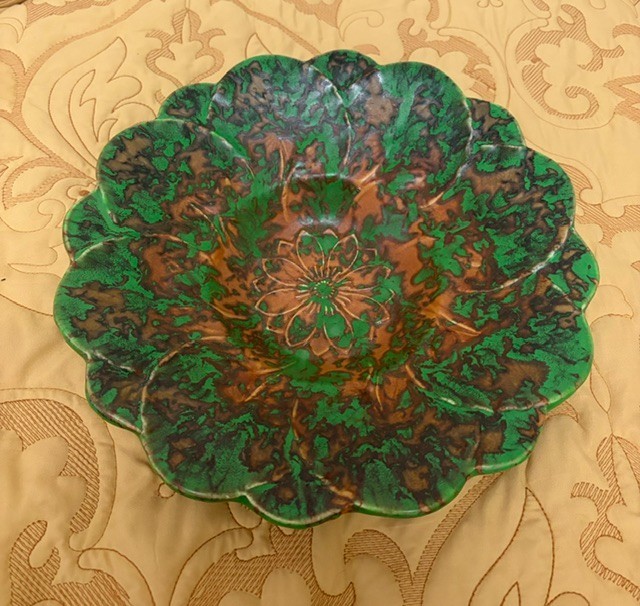 Rare Vintage Weller Pottery Coppertone Large Centerpiece Bowl 12