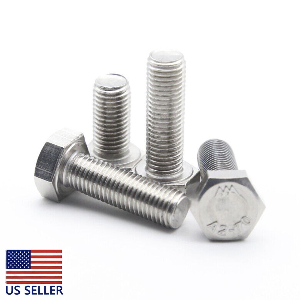 2PC NEW M9 x 1.25 x 35mm Hexagon Head Bolts 304 Stainless Steel Hex Head Screws