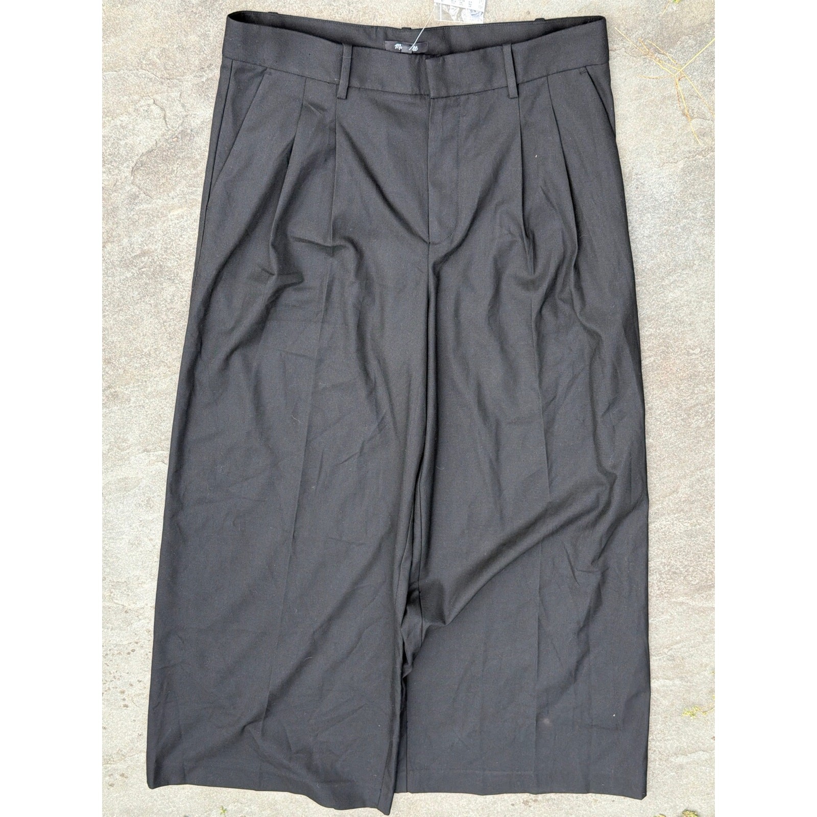 Madewell Pleated Harlow Wide-Leg Pants Black Size 10 NWT